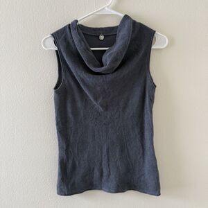 Margaret O'leary Gray 100% Cotton Sleeveless Cowl Neck Knit Top Classic Sz Small